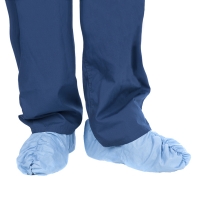 Disposable shoe cover, PE, non-skid, blue color, 100 pcs