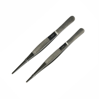 Laboratory forceps, straight end, stainless steel, 2 pcs