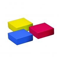 Storage box for cryogenic vials, h 50mm, 3 colors (yellow, red, blue), cardboard, 1x3 pcs