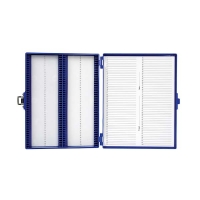 Premium Microscope Slide Box, 100-Place, Foam, Blue