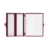 Premium Microscope Slide Box, 100-Place, Foam, Red