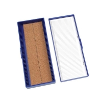 Premium Microscope Slide Box, 50-Place, Cork, Blue