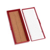 Premium Microscope Slide Box, 50-Place, Cork, Red