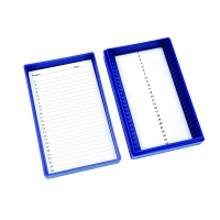 Premium Microscope Slide Box, 25-Place, Foam, Blue