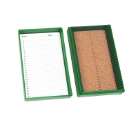 Premium Microscope Slide Box, 25-Place, Cork, Green