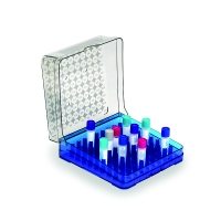 Storage box for cryogenic vials 2 ml at a temperature from -196 to +121°C, 100 seats, autoclavable, blue, polycarbonate, 1 pc