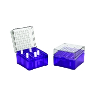 Storage box for cryogenic vials 5 ml, (from -196 to +121°C), 81 seats, chemically resistant, autoclavable, purple color, polycarbonate, 1 pc