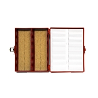 Premium Microscope Slide Box, 100-Place, Cork, Red