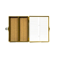 Premium Microscope Slide Box, 100-Place, Cork, Yellow