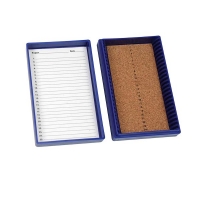 Premium Microscope Slide Box, 25-Place, Cork, Blue