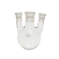 Flask, round bottom with three necks (parallel), LBG 3.3, cent. 29/32, side 14/23, 250 ml