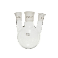 Flask, round bottom with three necks (parallel), LBG 3.3, cent. 29/32, side 19/26, 250 ml