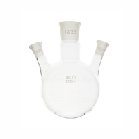 Flask, round bottom with three necks (side angle), LBG 3.3, cent. 19/26, side 19/26, 250 ml