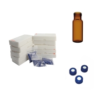 2 ml screw vial, amber glass, with black screw cap with white Silicone/PTFE septa, 1000 pcs