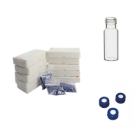 2 ml screw vial, clear glass, with black screw cap with white Silicone/PTFE septa, 1000 pcs