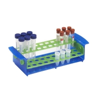 5/15mL/ 16 mm Tube Rack, Rotating Shelves, 40-Place, Blue/Green