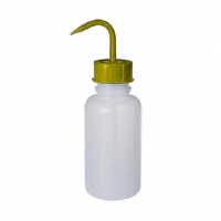 Wide neck wash bottle, graduated, yellow cap, LDPE, 500 ml