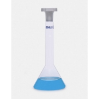 Volumetric flask, trapezoidal, boro 3.3, blue print, with cap, cl.A 7/16 1 ml 