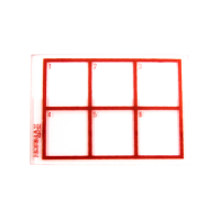 Plate 77x54 mm 6 divisons red print.