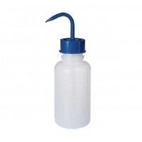 Wide neck wash bottle, graduated, blue cap, LDPE, 250 ml