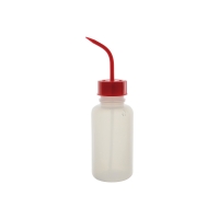 Wide neck wash bottle, graduated, red cap, LDPE, 250 ml