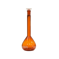 Volumetric flask amber class A with plastic stopper, 5 ml, mouth size 10/19, Premium Line, 2 pcs