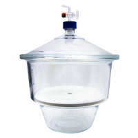 Desiccator w/ lid w/ stopcock soda-lime glass w/ porcelain plate 150 mm