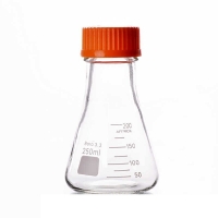 Erlenmeyer flask with red screw cap  100 ml